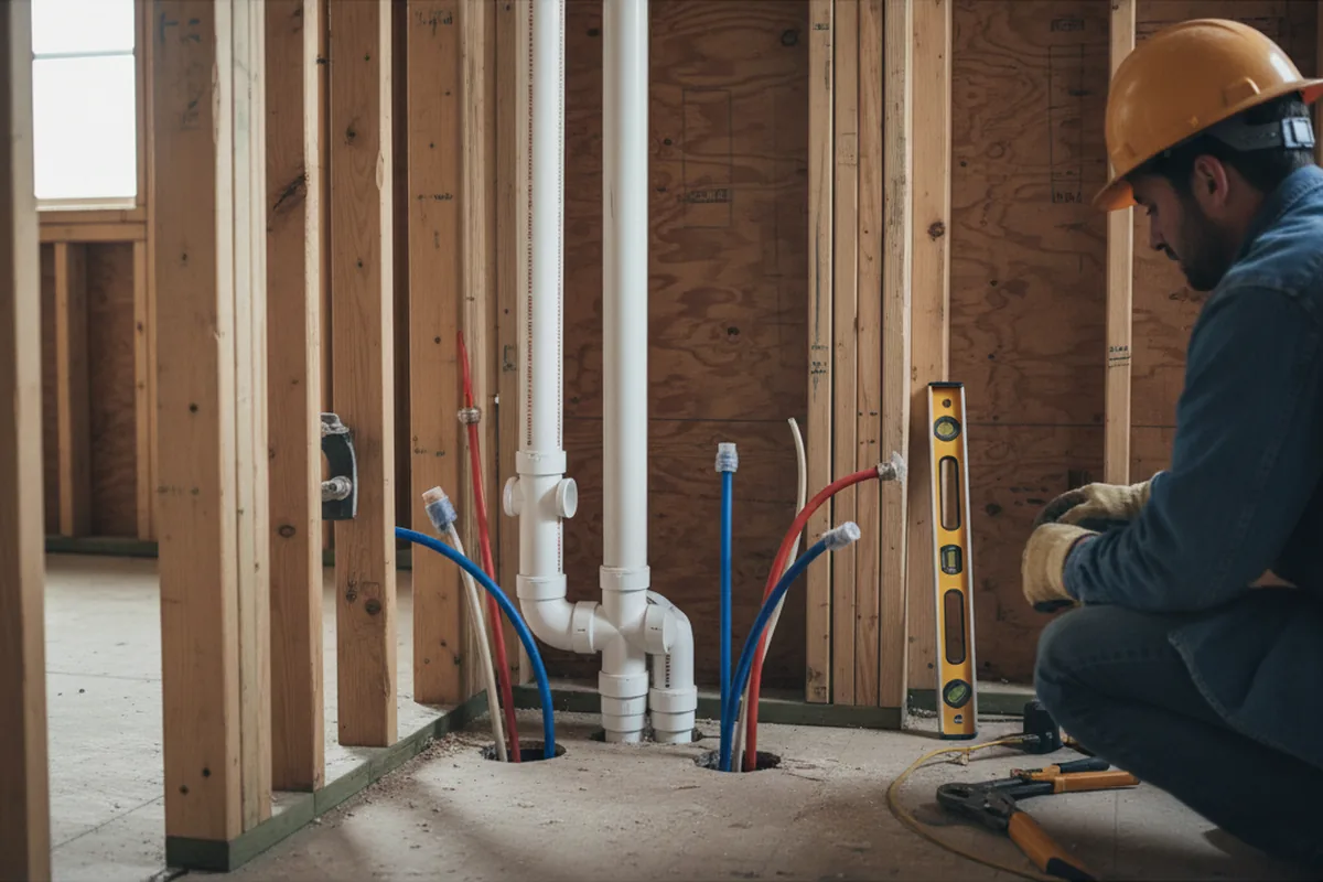 Drain and supply rough-in during Sump Pump Repair in Scottsmoor